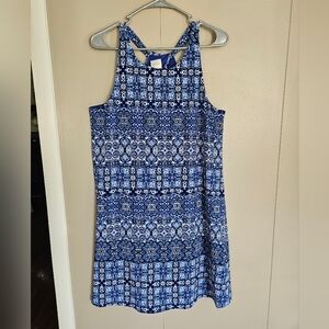 Cupio Halter Criss Cross Back A-Line Floral Dress Sz Large